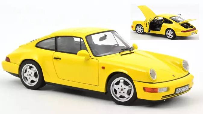 SCALE MODEL COMPATIBLE WITH PORSCHE 911 CARRERA 2 1992 YELLOW LIMITED EDITION 1:18 NOREV NV187328