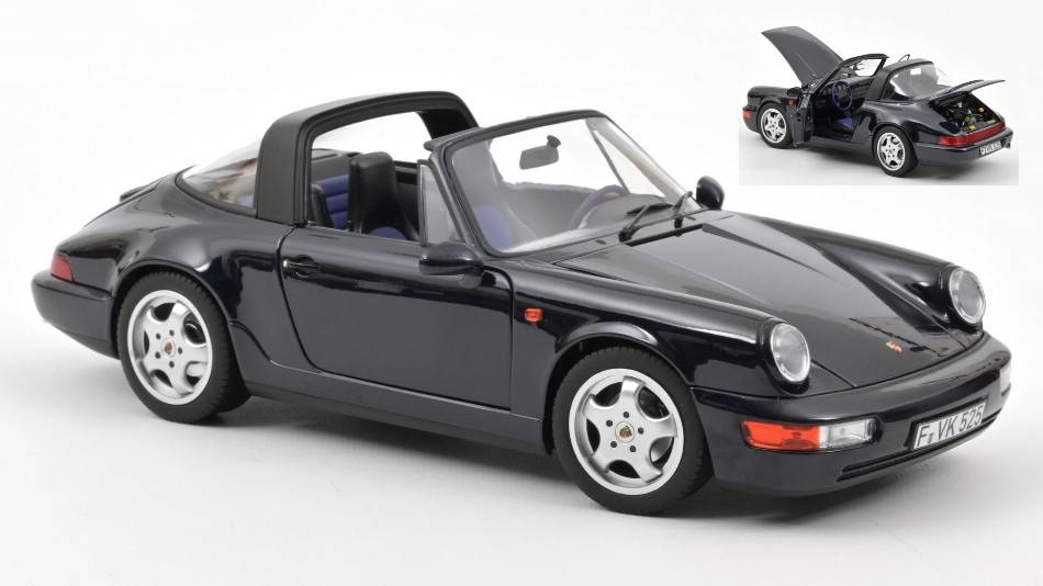 MODELLINO IN SCALA COMPATIBILE CON PORSCHE 911 CARRERA 4 TARGA 1991 BLUE METALLIC 1:18 NOREV NV187340