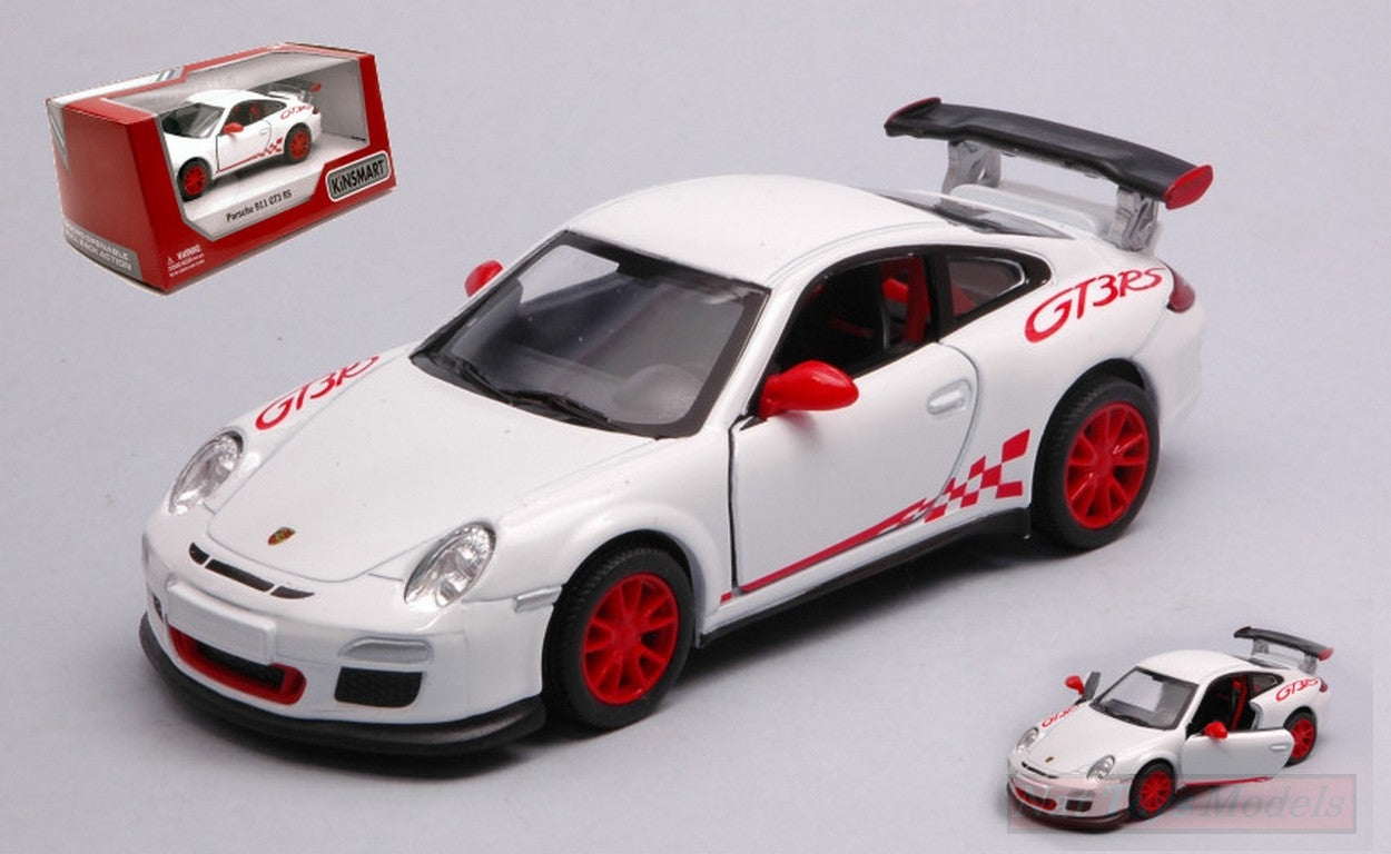 SCALE MODEL COMPATIBLE WITH PORSCHE 911 GT3 RS 2010 WHITE/RED 12 cm KINSMART BOX KT5352RW