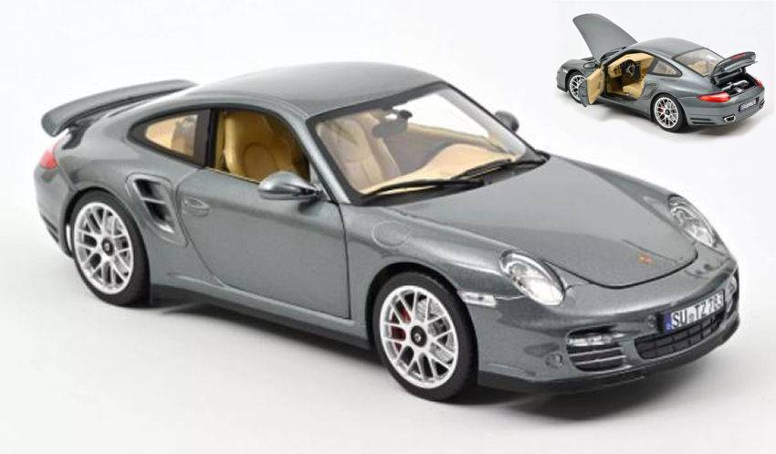 MODELLINO IN SCALA COMPATIBILE CON PORSCHE 911 TURBO 2010 GREY METALLIC 1:18 NOREV NV187623