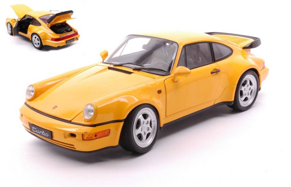 SCALE MODEL COMPATIBLE WITH PORSCHE 964 TURBO 1989 YELLOW 1:18 WELLY WE18026Y