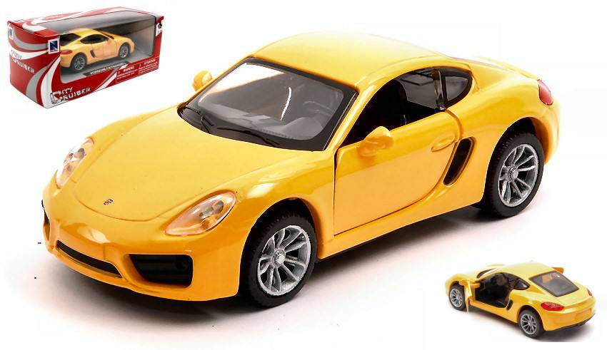 MODELLINO IN SCALA COMPATIBILE CON PORSCHE CAYMAN (981) YELLOW 1:32 NEW RAY NY51293CYMY