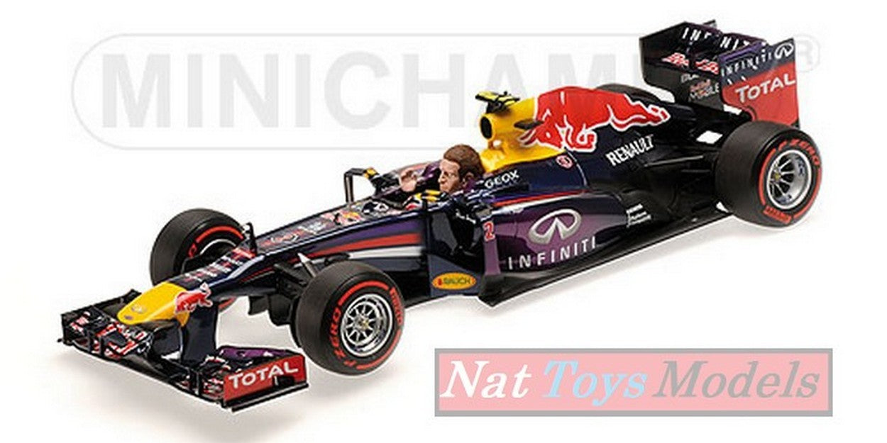 SCALE MODEL COMPATIBLE WITH RED BULL M.WEBBER 2013 N.2 2nd BRAZIL GP W/FIGURE 1:18 MINICHAMPS PM110130102