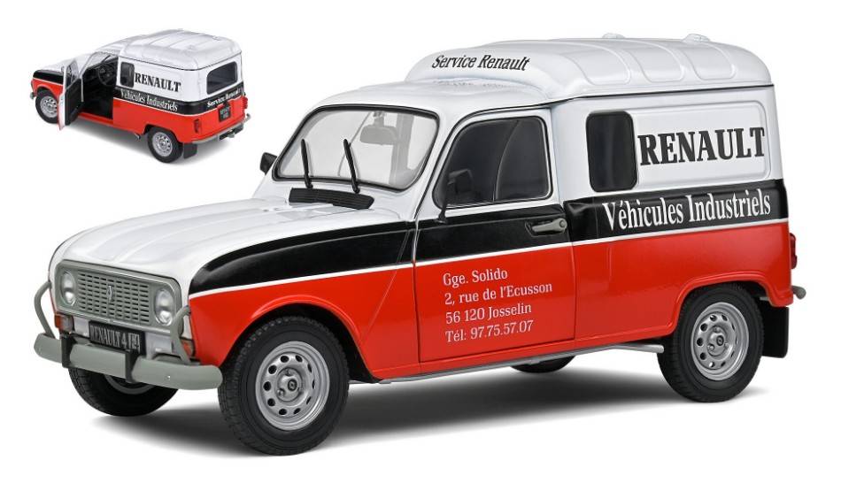 MODELLINO IN SCALA COMPATIBILE CON RENAULT 4LF4 VEHICULE INDUSTRIEL 1988 WHITE/RED 1:18 SOLIDO SL1802206