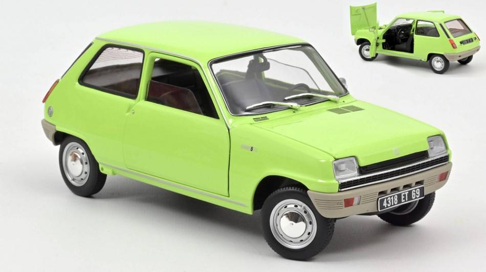 MODELLINO IN SCALA COMPATIBILE CON RENAULT 5 1972 LIGHT GREEN REPROD.1:18 NOREV NV185155