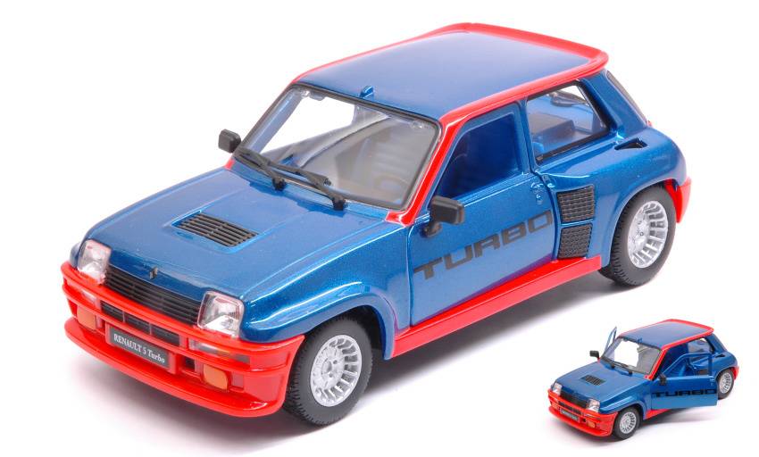 SCALE MODEL COMPATIBLE WITH RENAULT 5 RURBO 1982 BLUE/RED 1:24 BURAGO BU21088A