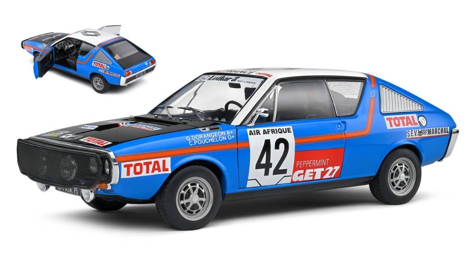 MODELLINO IN SCALA COMPATIBILE CON RENAULT R17 MK1 N.42 RALLY ABIDJAN NICE 1976 POUCHELON/DORANGEON 1:18 SOLIDO SL1803706