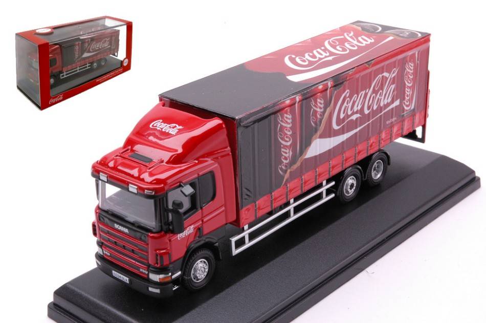 MODELLINO IN SCALA COMPATIBILE CON SCANIA 94D 6 WHEEL CURTAINSIDE COCA COLA 1:76 OXFORD OXF76S94004CC