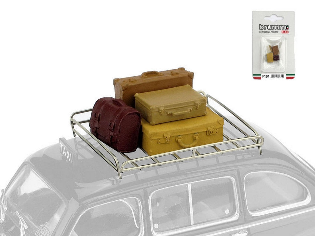 MODELLINO IN SCALA COMPATIBILE CON SET VALIGIE CON PORTAPACCHI ANNI '60 1:43 BRUMM BMF104