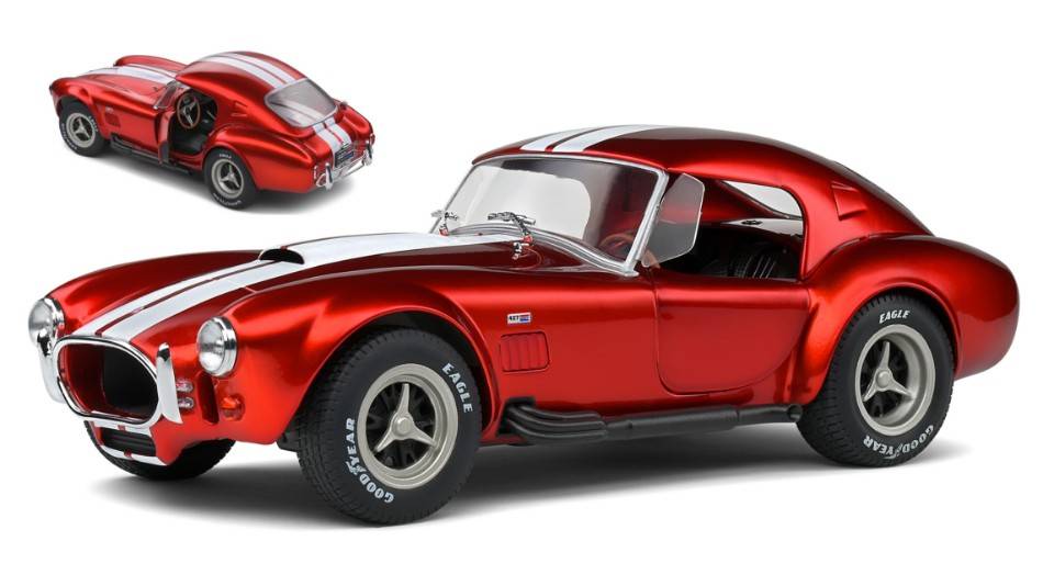 MODELLINO IN SCALA COMPATIBILE CON SHELBY COBRA 427 S/C MKII SPIDER HARD-TOP 1965 MET.RED 1:18 SOLIDO SL1804909