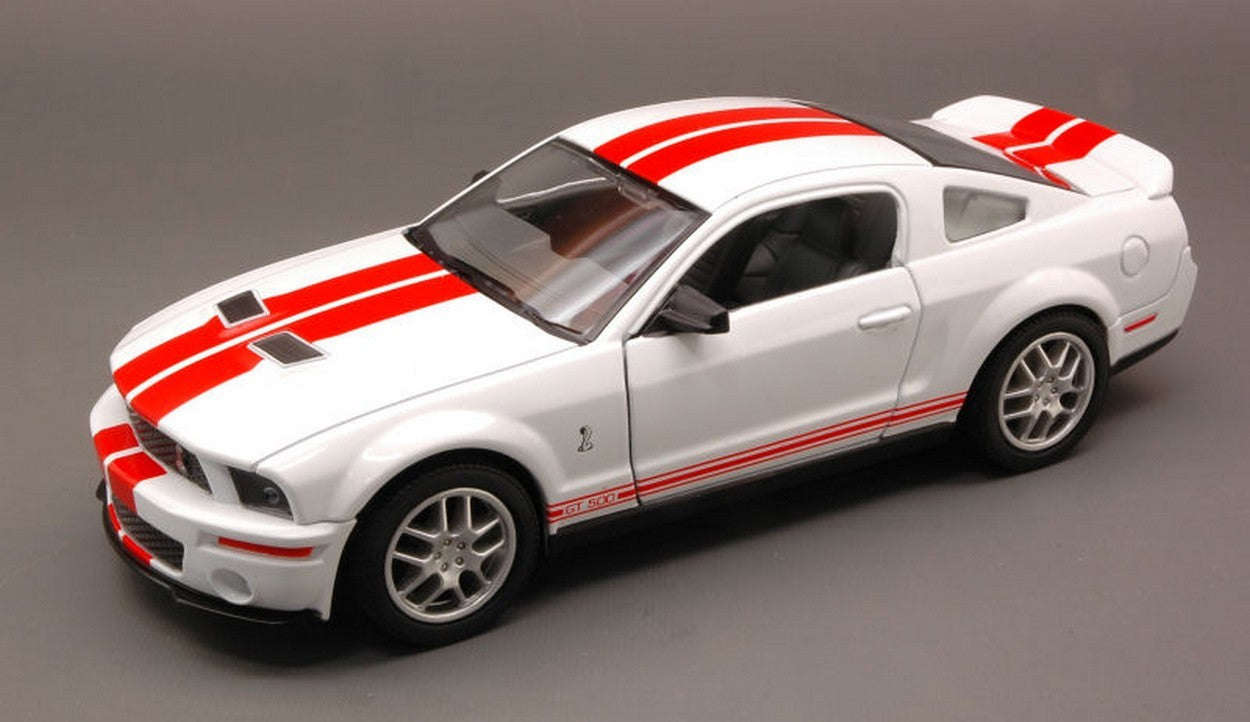 SCALE MODEL COMPATIBLE WITH SHELBY GT 500 2007 WHITE W/RED STRIPES 1:24 YAT MING YM24208W