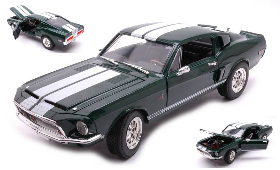 SCALE MODEL COMPATIBLE WITH SHELBY GT-500KR "ROAD SIGNATURE" 1968 GREEN 1:18 LUCKY DIE CAST LDC92168GN