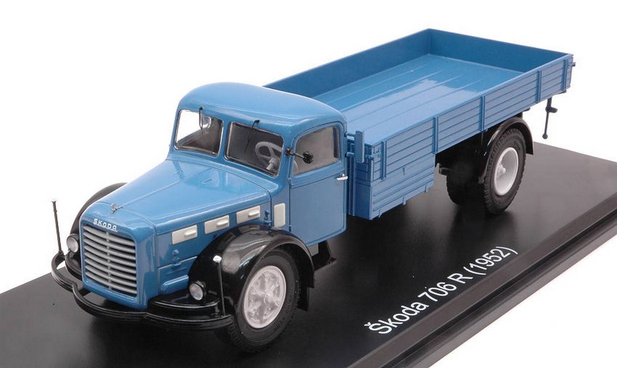 MODELE REDUIT COMPATIBLE AVEC REMORQUE PLATE-FORME SKODA 706 R BLEU/NOIR 1:43 PREMIUM CLASSIXX PCL47129