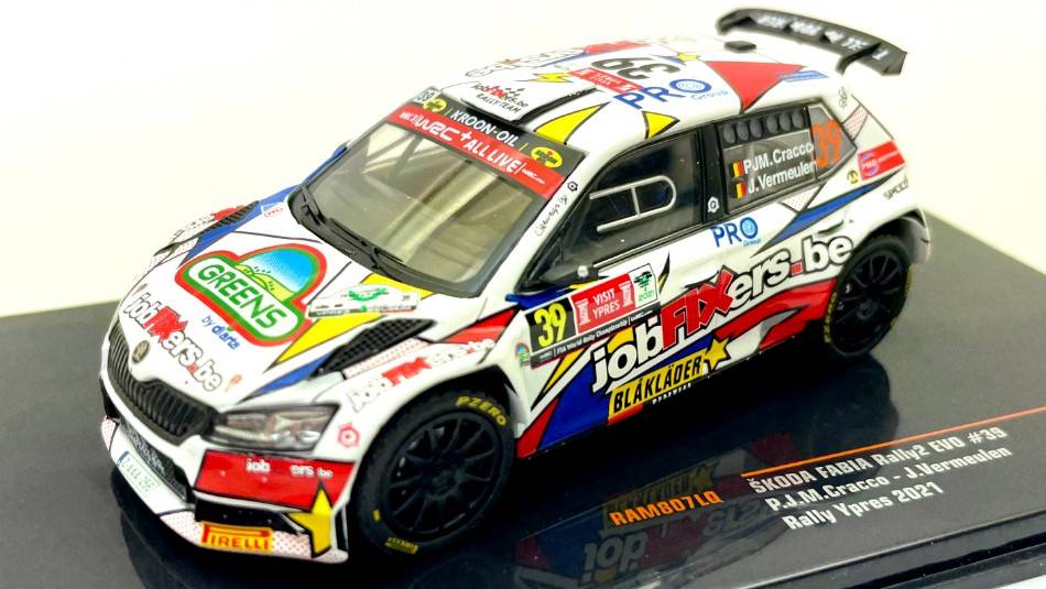 SCALE MODEL COMPATIBLE WITH SKODA FABIA RALLY 2 EVO N.39 RALLY YPRES 2021CRACCO/VERMEULEN 1:43 IXO MODEL RAM807LQ
