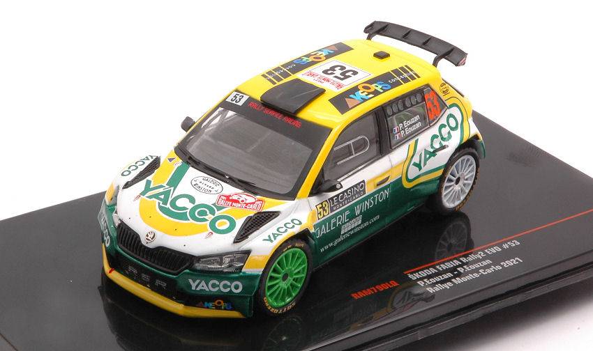 MODÈLE RÉDUIT COMPATIBLE AVEC SKODA FABIA RALLY 2 EVO N.53 RALLYE MONTE CARLO 2021 EOUZAN-EOUZAN 1:43 IXO MODEL RAM790LQ