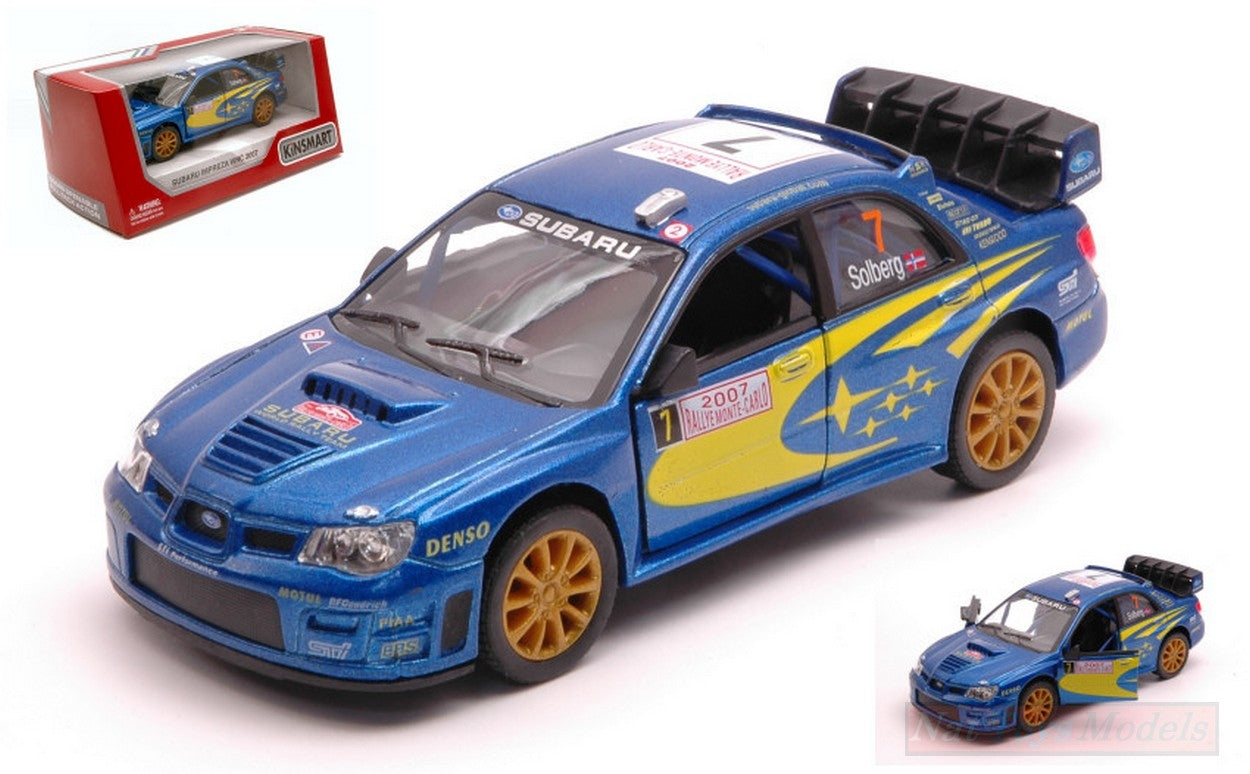 SCALE MODEL COMPATIBLE WITH SUBARU IMPREZA WRC N.7 SOLBERG BLUE 12 cm KINSMART KT5328W BOX