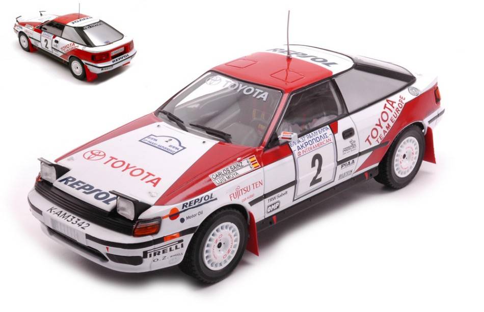 SCALE MODEL COMPATIBLE WITH TOYOTA CELICA GT-FOUR N.2 RALLY ACROPOLIS 1990 SAINZ/MOYA 1:24 IXO MODEL 24RAL016A