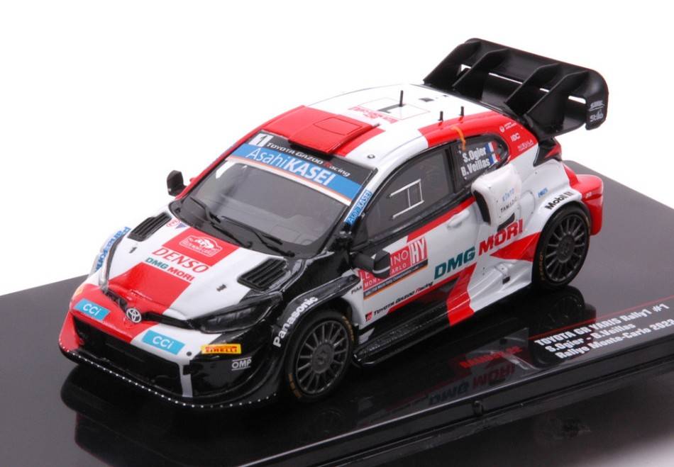 MODELE REDUIT COMPATIBLE AVEC TOYOTA GR YARIS N.1 RALLYE MONTE CARLO 2022 OGIER/VEILLAS 1:43 IXO MODEL RAM832