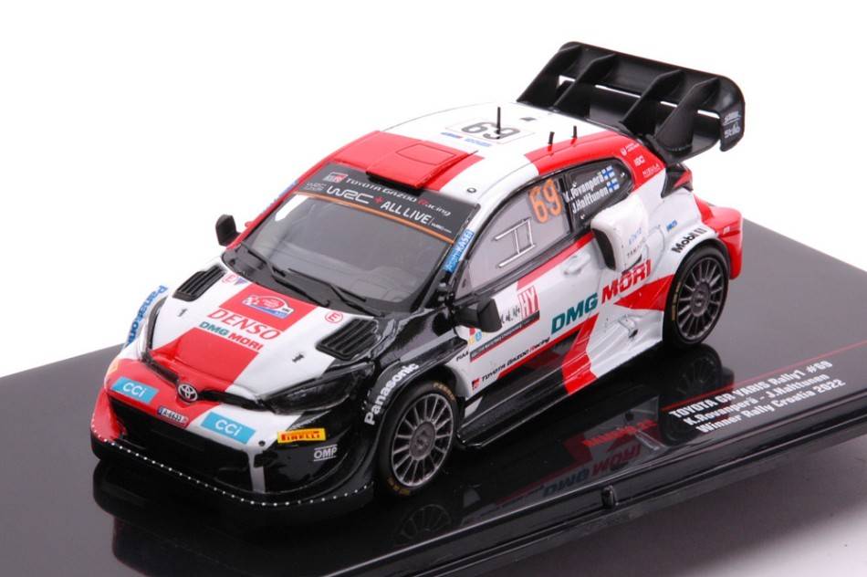 MODELE REDUIT COMPATIBLE AVEC TOYOTA GR YARIS RALLY1 N.69 RALLY CROATIA 2022 ROVANPERA/HALTTUNEN 1:43 IXO MODEL RAM849