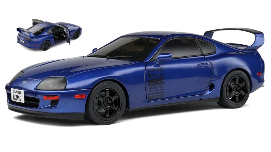 SCALE MODEL COMPATIBLE WITH TOYOTA SUPRA MK4 (A80) STREETFIGHTER 1993 BLUE 1:18 SOLID SL1807603