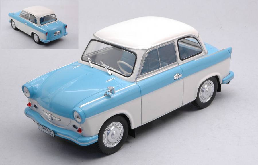 SCALE MODEL COMPATIBLE WITH TRABANT P50 WHITE/LIGHT BLUE 1:24 WHITEBOX WB124091
