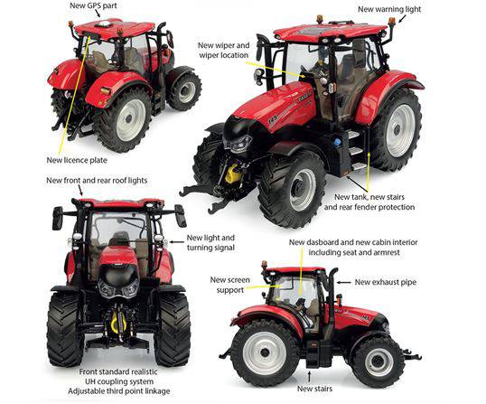 MODELE REDUIT COMPATIBLE AVEC TRACTEUR CASE IH MAXXUM 145 CVX 2023 1:32 UNIVERSAL HOBBIES UH6462