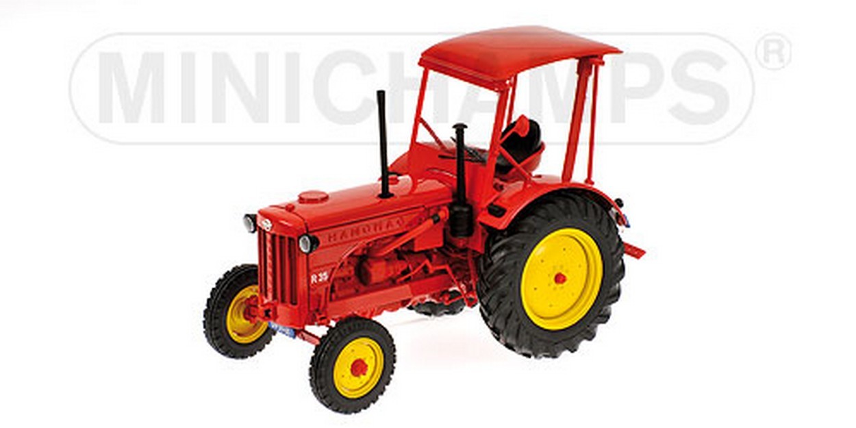 MODELLINO IN SCALA COMPATIBILE CON TRATTORE HANOMAG R35 FARM TRACTOR WITH ROOF 1955 RED 1:18 MINICHAMPS PM109153071