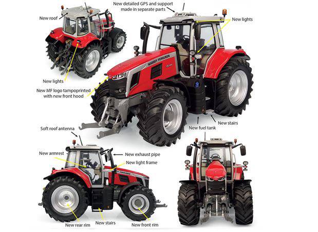 MODELE REDUIT COMPATIBLE AVEC TRACTEUR MASSEY FERGUSON 7S.190 2023 1:32 UNIVERSAL HOBBIES UH6412
