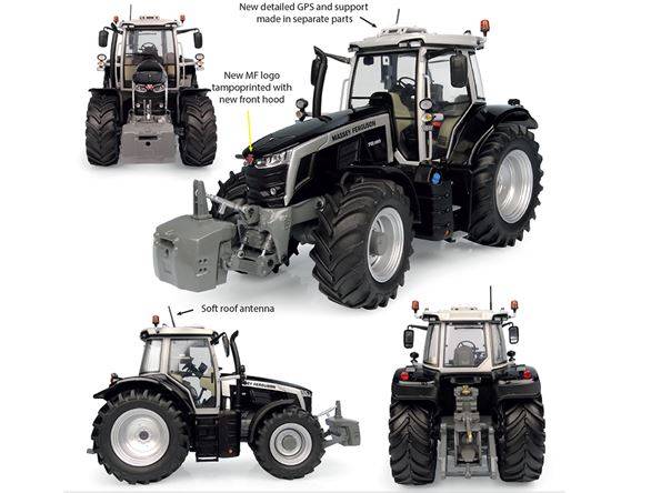 MODELLINO IN SCALA COMPATIBILE CON TRATTORE MASSEY FERGUSON 7S.190 "BLACK BEAUTY" 2023 1:32 UNIVERSAL HOBBIES UH6617