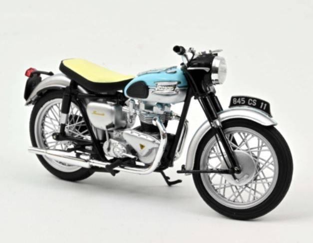 MODELLINO IN SCALA COMPATIBILE CON TRIUMPH BONNEVILLE 1959 LIGHT BLUE/SILVER 1:18 NOREV NV182040