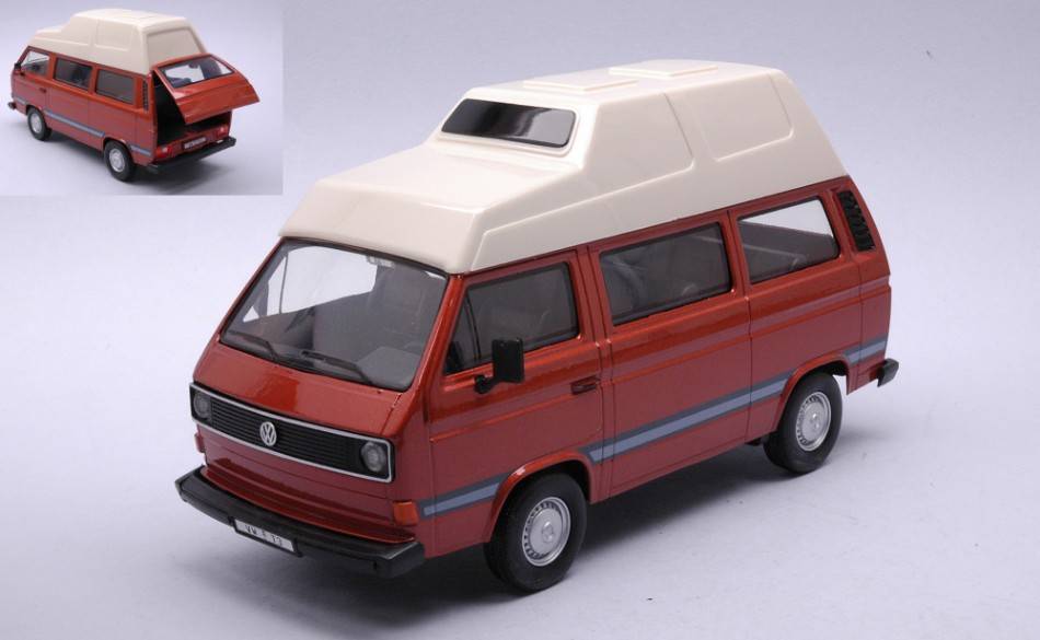 MODELLINO IN SCALA COMPATIBILE CON VOLKSWAGEN TYPE 2 CAMPER VAN BROWN/WHITE 1:24 MOTORMAX MTM79594