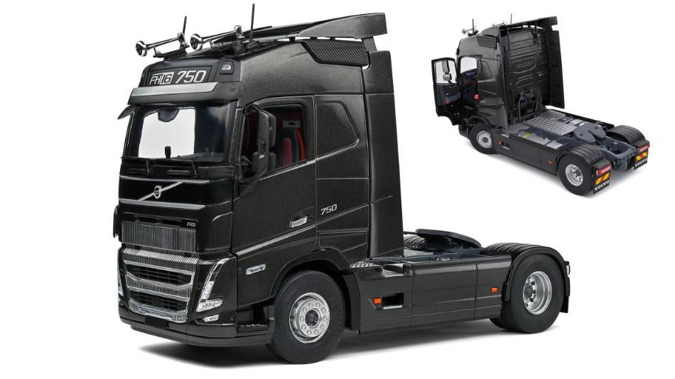 MODELLINO IN SCALA COMPATIBILE CON VOLVO FH GLOBETROTTER XL 2021 MET.BLACK 1:24 SOLIDO SL2400102