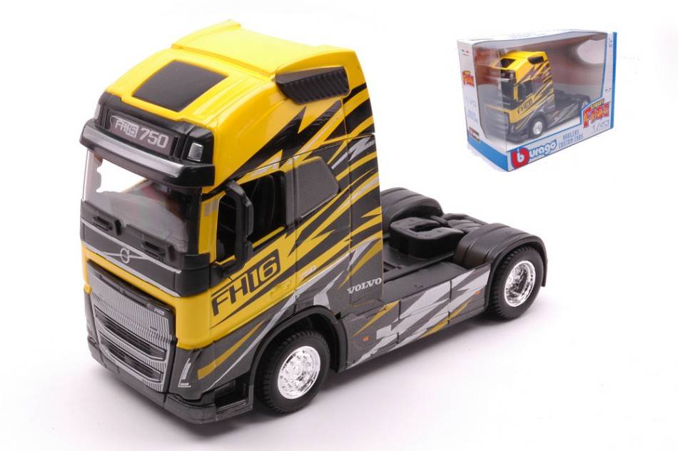 MODELLINO IN SCALA COMPATIBILE CON VOLVO FH16 GLOBETROTTER 750 XXL YELLOW/BLACK 1:43 BURAGO BU32205