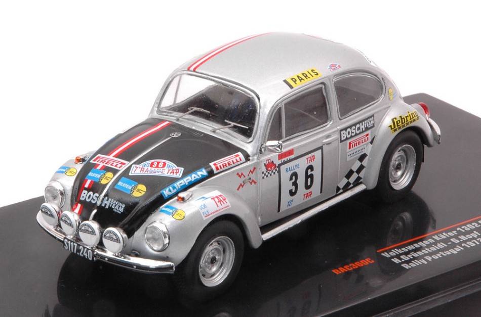 MODELE REDUIT COMPATIBLE AVEC VW 1302 S KAFER N.36 RALLYE DU PORTUGAL 1973GRUNSTEIDL/HOPF 1:43 IXO MODEL RAC360C