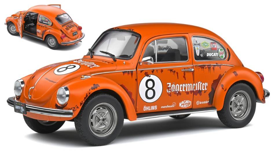 MODELE REDUIT COMPATIBLE AVEC VW BEETLE 1303 N.8 JAEGER TRIBUTE 1974 ORANGE 1:18 SOLID SL1800518
