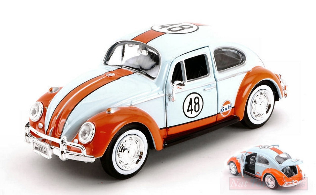 SCALE MODEL COMPATIBLE WITH VW BEETLE 1966 N.48 "GULF" LIGHT BLUE/ORANGE 1:24 MOTORMAX MTM79655