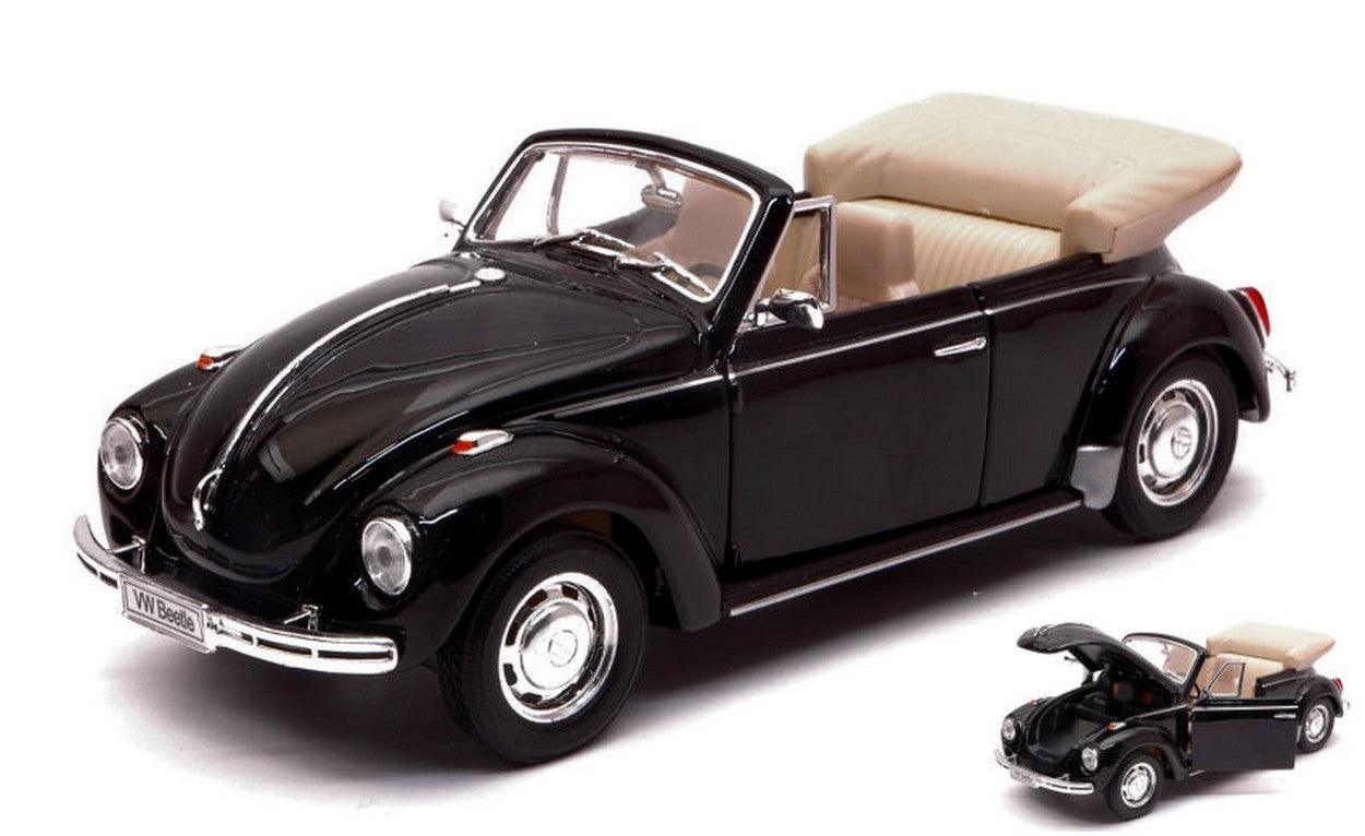 SCALE MODEL COMPATIBLE WITH VW BEETLE CABRIO 1960 BLACK 1:24 WELLY WE22091BK