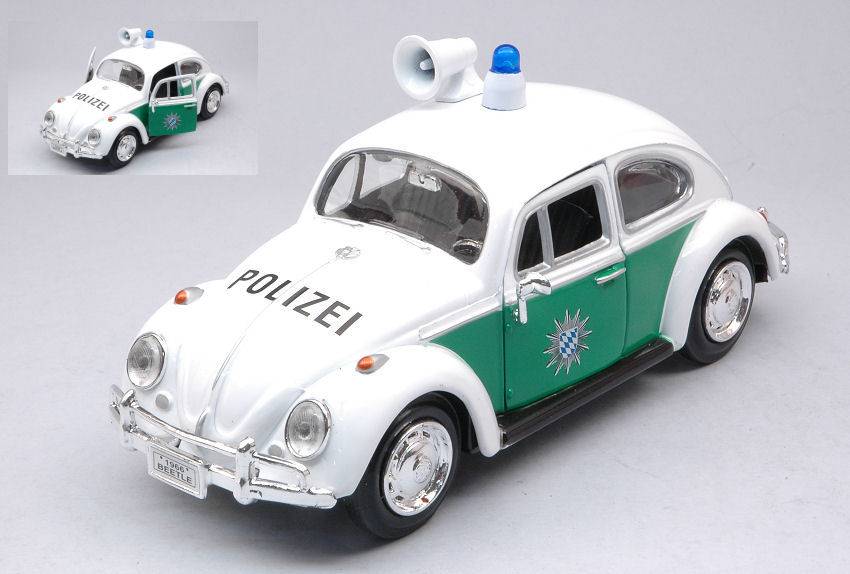 SCALE MODEL COMPATIBLE WITH VW BEETLE POLIZEI WHITE/GREEN 1:24 MOTORMAX MTM79588