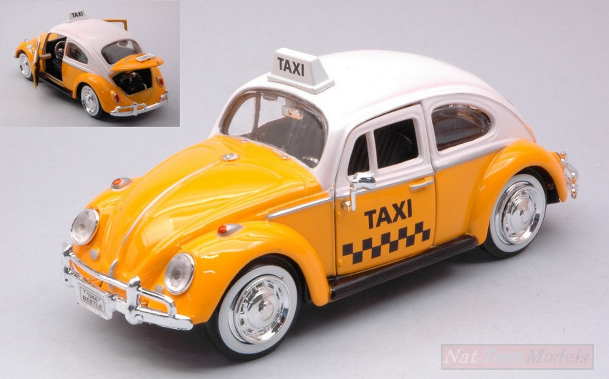 MODELLINO IN SCALA COMPATIBILE CON VW BEETLE TAXI YELLOW 1:24 MOTORMAX MTM79577