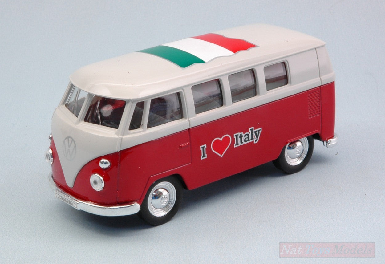 SCALE MODEL COMPATIBLE WITH VW BUS T1 1963 "I LOVE ITALY" 11 cm (1:34-1:39) WELLY WE49764ITR