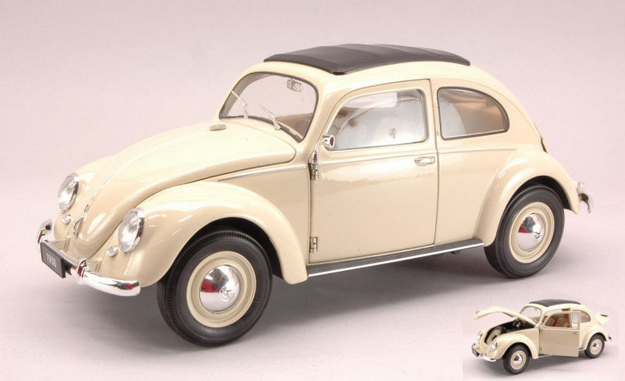 MODELLINO IN SCALA COMPATIBILE CON VW CLASSIC BEETLE 1952 CREAM 1:18 WELLY WE0221