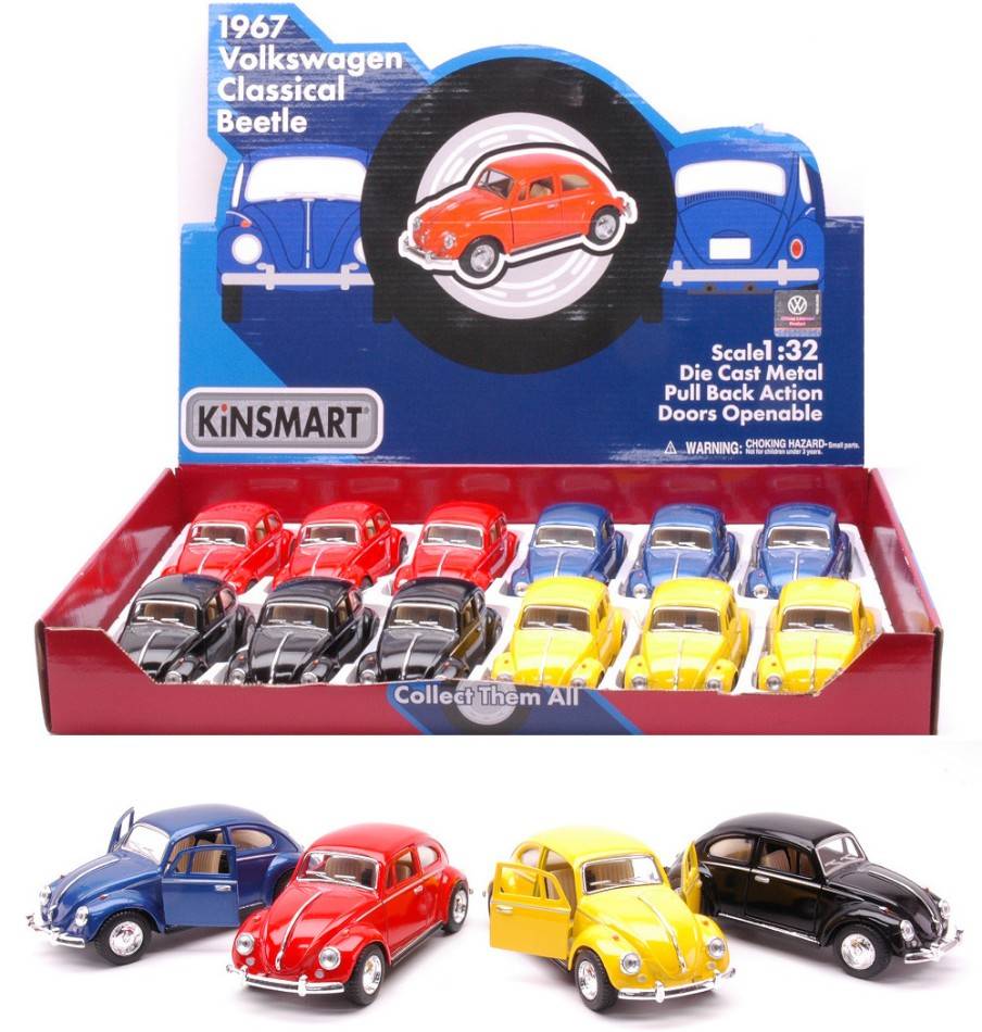 MODELE REDUIT COMPATIBLE AVEC VW CLASSICAL BEETLE 1967 COL.ASS.cm 12 1:32 KINSMART KT807