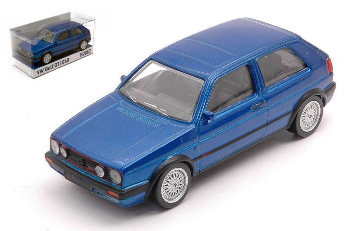 MODÈLE RÉDUIT COMPATIBLE AVEC VW GOLF GTI G60 1990 BLEU MÉTALLISÉ 1:43 NOREV NV840064