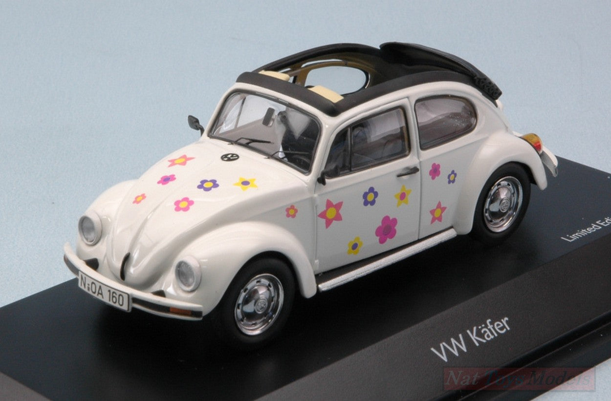 MODELE REDUIT COMPATIBLE AVEC VW KAFER OPEN AIR "BLUMEN" BLANC 1:43 SCHUCO SH3896