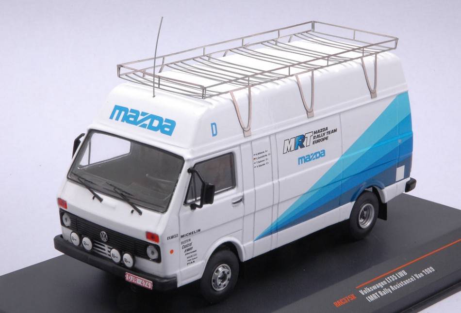 SCALE MODEL COMPATIBLE WITH VW LT35 LWB RALLY TEAM EUROPE MAZDA 1989 RALLY ASSISTANCE 1:43 IXO MODEL RAC375X