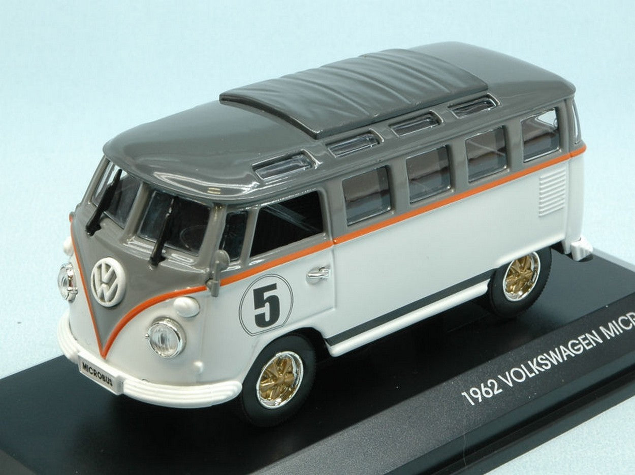MODELE REDUIT COMPATIBLE AVEC VW MICROBUS 1962 N.5 BLANC AVEC TOIT GRIS 1:43 YAT MING YM43209WH
