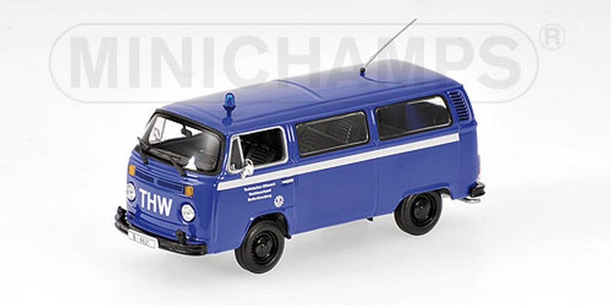 MODELLINO IN SCALA COMPATIBILE CON VW T 2 BUS 1979 THW BLUE 1:43 MINICHAMPS PM400053094