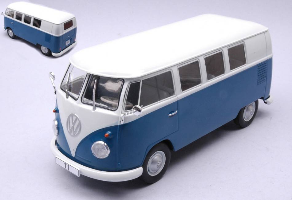 MODELLINO IN SCALA COMPATIBILE CON VW T1 1960 WHITE/BLUE 1:24 WHITEBOX WB124179