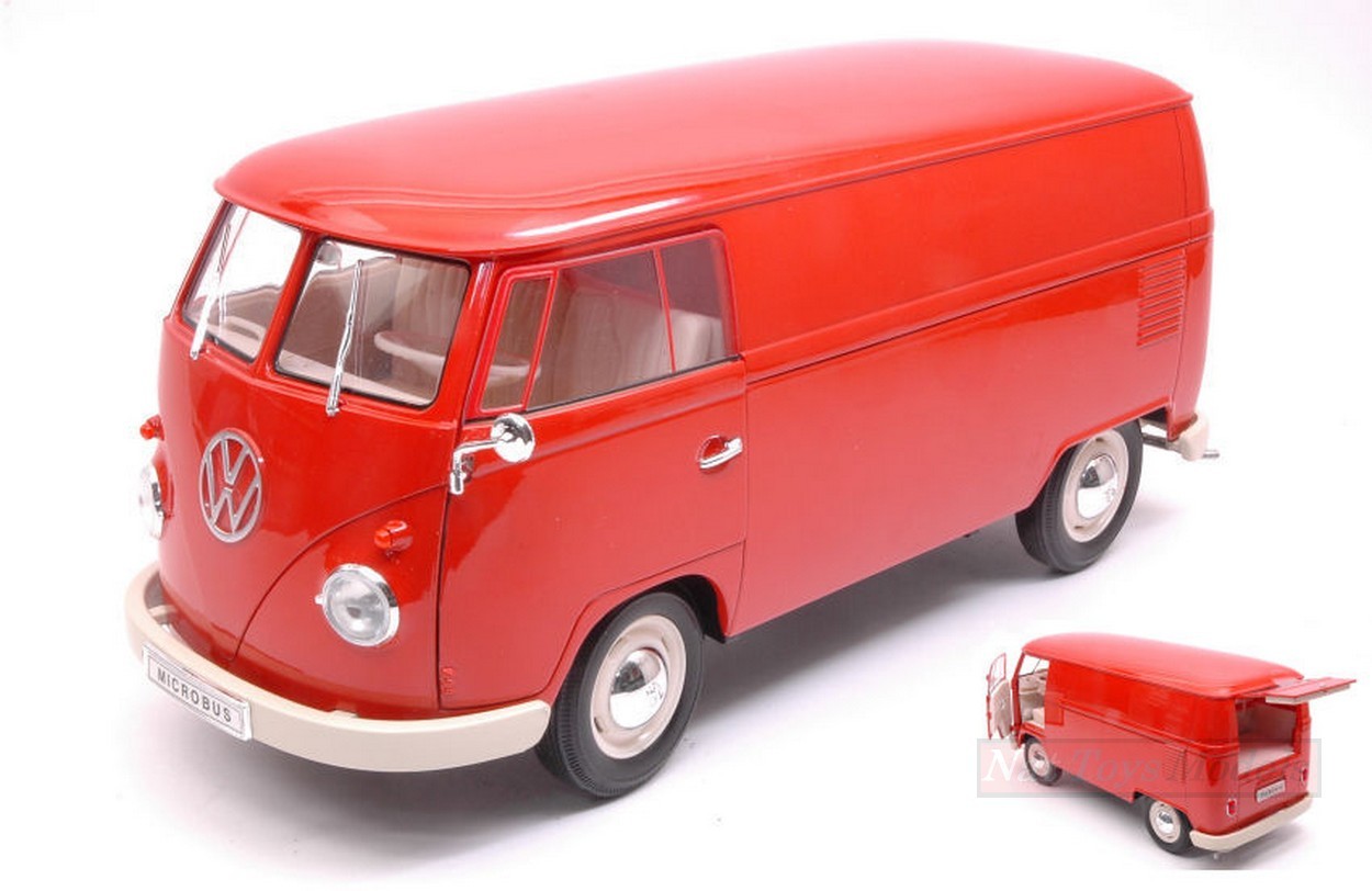 MODELE REDUIT COMPATIBLE AVEC VW T1 BUS 1963 FOURgon ROUGE 1:18 WELLY WE18053R