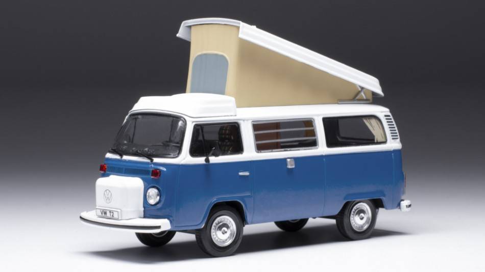 MODELE REDUIT COMPATIBLE AVEC VW T2 WESTFALIA 1978 BLEU/BLANC 1:43 IXO MODEL CLC502